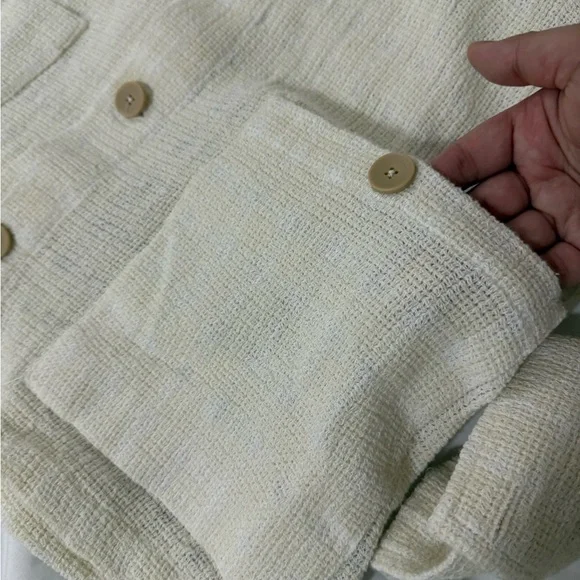 ZARA Textured Cream Button-Up Jacket - Picture 5 of 9